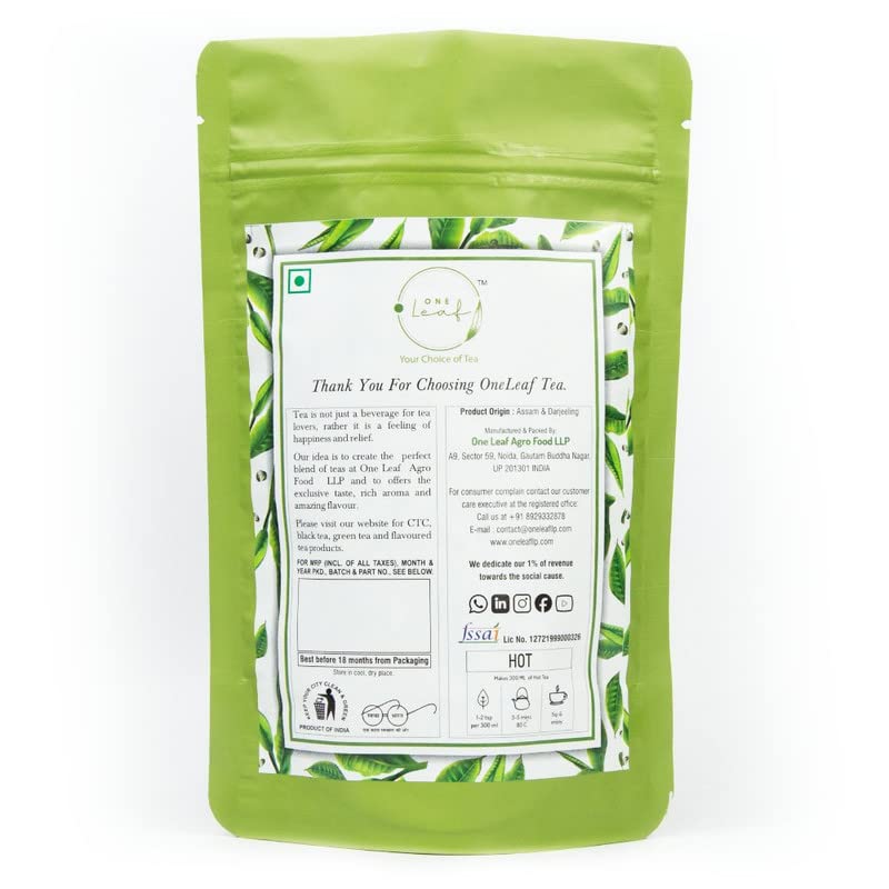 OneLeaf Masala Tea | Milk Tea, Black CTC Tea with Spices like Cardamom, spices, clove, cinnamon, elaichi, ginger & pepper | antioxidants | Rich Aromatic Masala Chai- 500 gm Pouch (Pack of 1) - Image 4