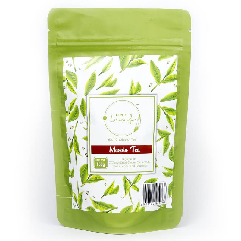 OneLeaf Masala Tea | Milk Tea, Black CTC Tea with Spices like Cardamom, spices, clove, cinnamon, elaichi, ginger & pepper | antioxidants | Rich Aromatic Masala Chai- 500 gm Pouch (Pack of 1) - Image 1