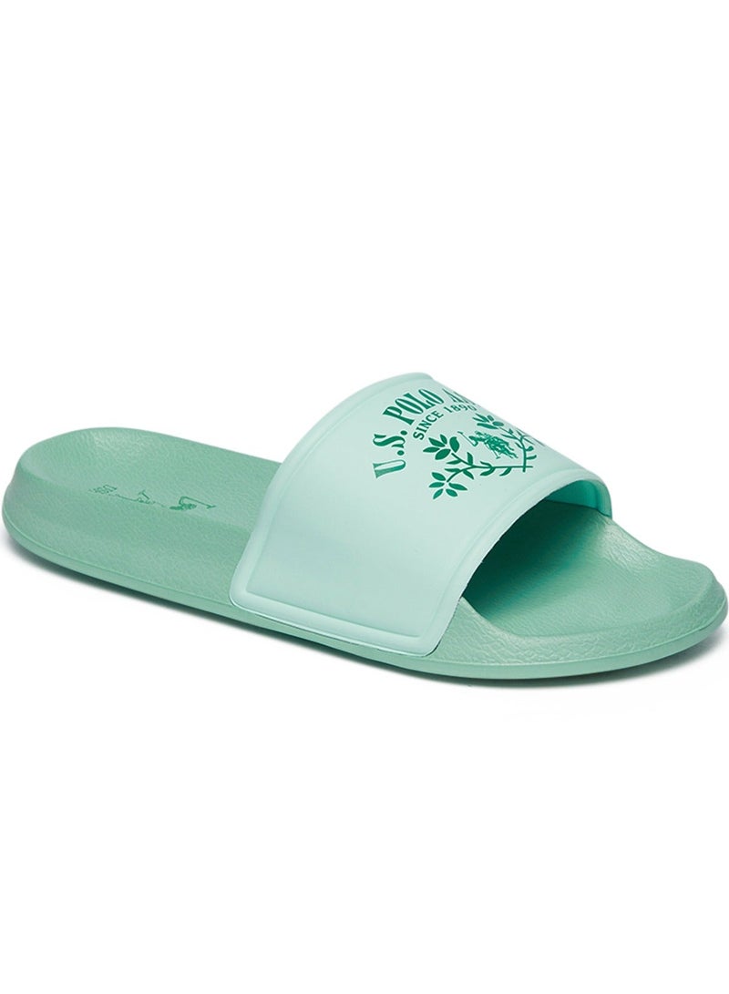 U.S. Polo Assn. Women's Green Signature Slides Shoes - Effortless Style Meets Ultimate Relaxation! - Image 3