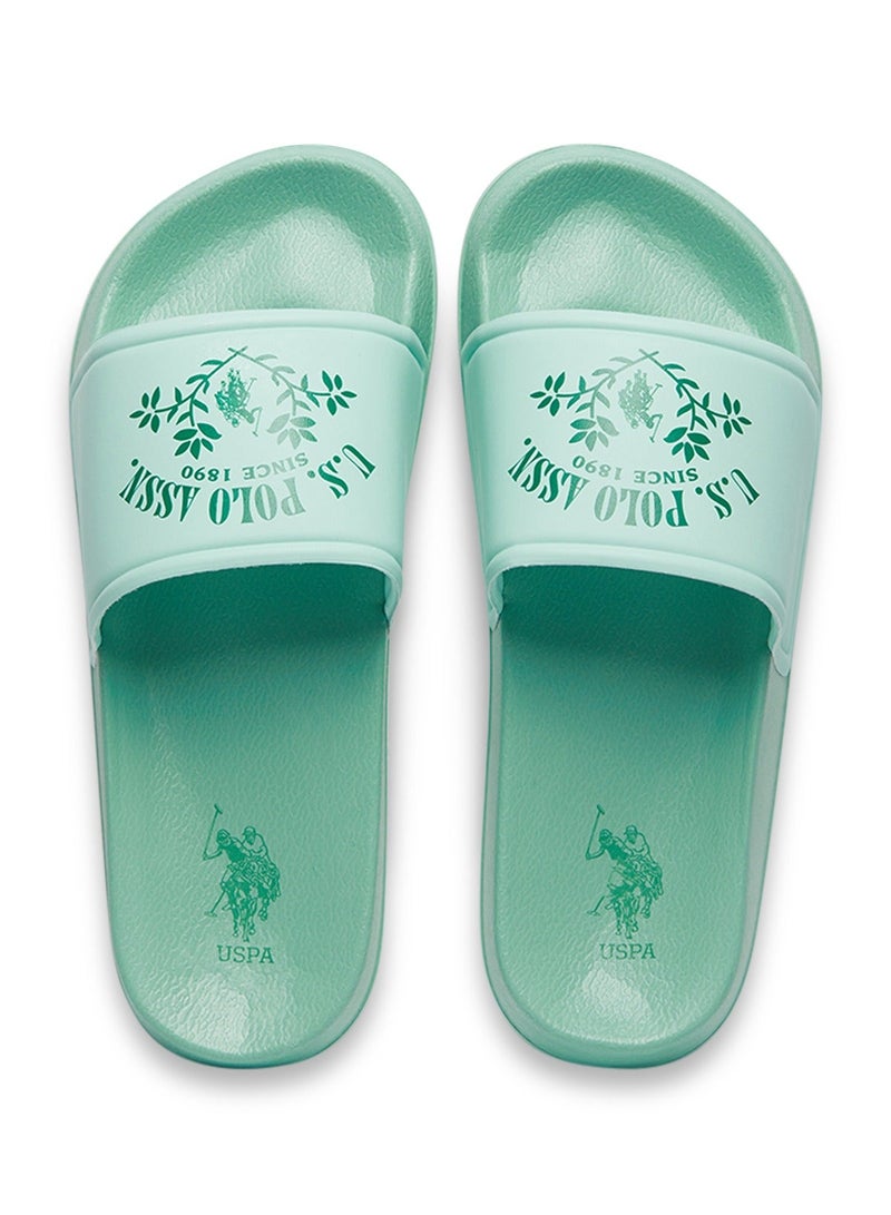 U.S. Polo Assn. Women's Green Signature Slides Shoes - Effortless Style Meets Ultimate Relaxation! - Image 5