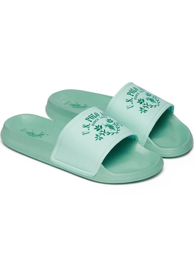 U.S. Polo Assn. Women's Green Signature Slides Shoes - Effortless Style Meets Ultimate Relaxation! - Image 4