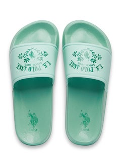 U.S. Polo Assn. Women's Green Signature Slides – Effortless Style Meets Ultimate Relaxation!  - Image 1