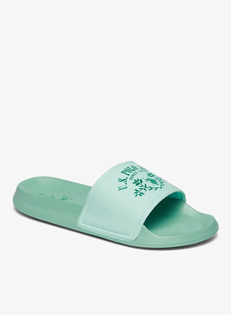 U.S. Polo Assn. S Green Women's Green Signature Slides Shoes - Effortless Style Meets Ultimate Relaxation! for Women | Best Price UAE