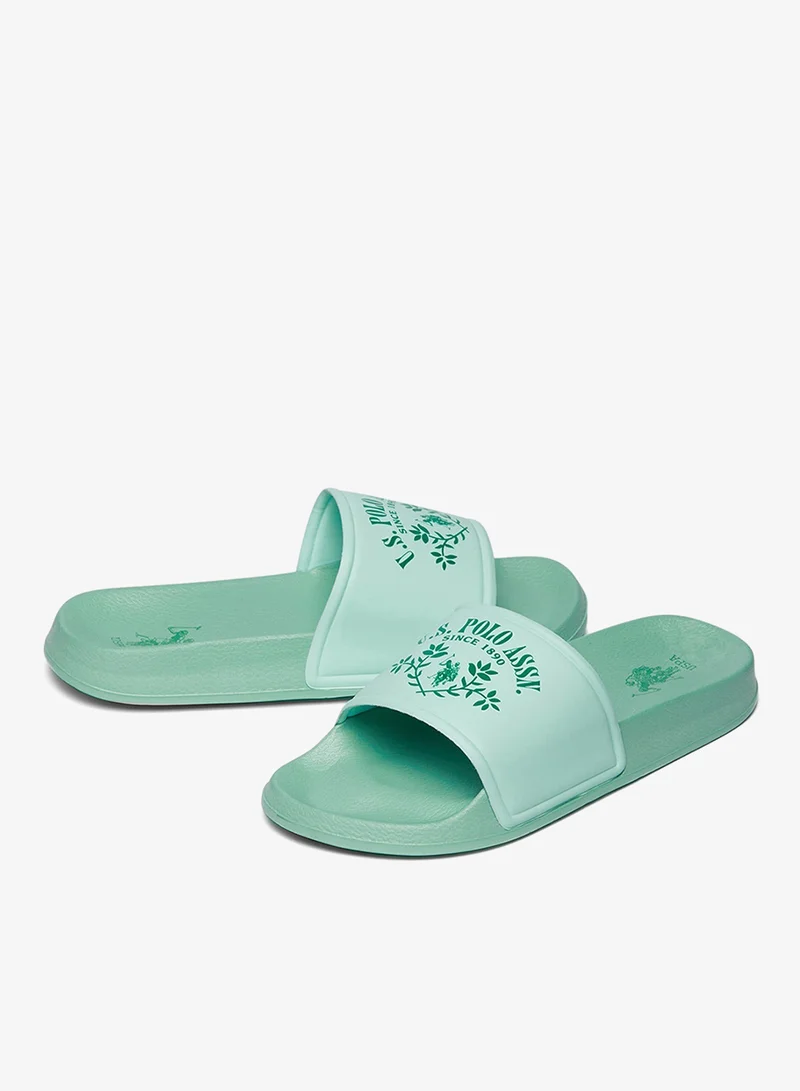 U.S. Polo Assn. S Green Women's Green Signature Slides Shoes - Effortless Style Meets Ultimate Relaxation! for Women | Best Price UAE