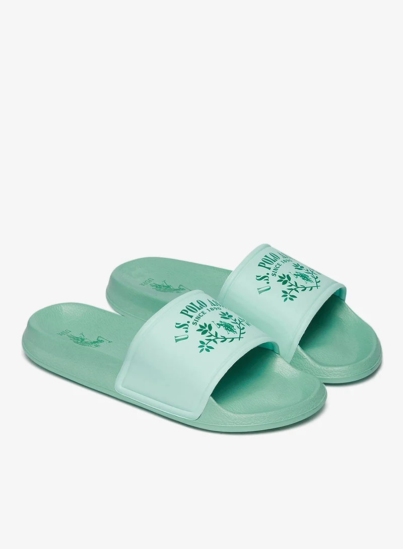 U.S. Polo Assn. S Green Women's Green Signature Slides Shoes - Effortless Style Meets Ultimate Relaxation! for Women | Best Price UAE