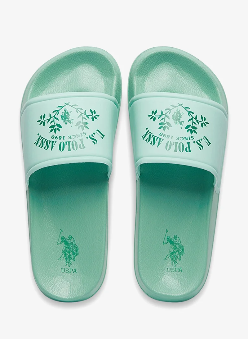 U.S. Polo Assn. S Green Women's Green Signature Slides Shoes - Effortless Style Meets Ultimate Relaxation! for Women | Best Price UAE