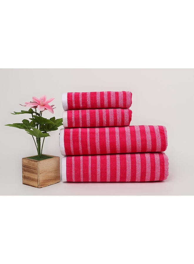 وايت روز طقم مناشف حمام من 4 قطع - OASIS - 450 جرام لكل متر مربع - 100% قطن مخملي - 2 حمام 70×140 سم و2 يد 50×90 سم - متعدد الألوان - تصميم مخطط عصري - لمسة فاخرة - امتصاص فائق - Image 1