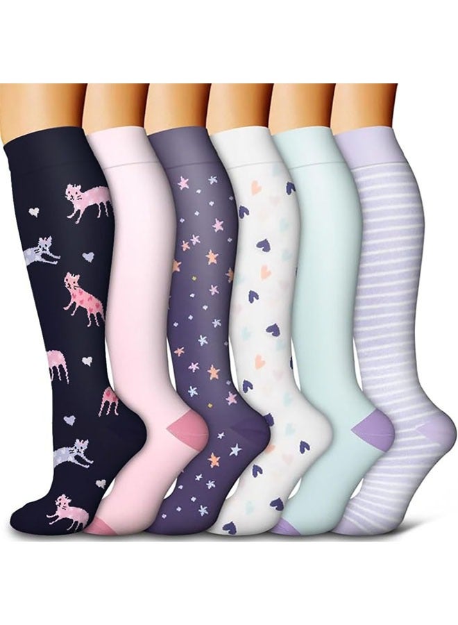 6 أزواج من جوارب الضغط للرجال والنساء أفضل دعم للسفر الرياضي (20-30 mmHg-LXL) - Image 1