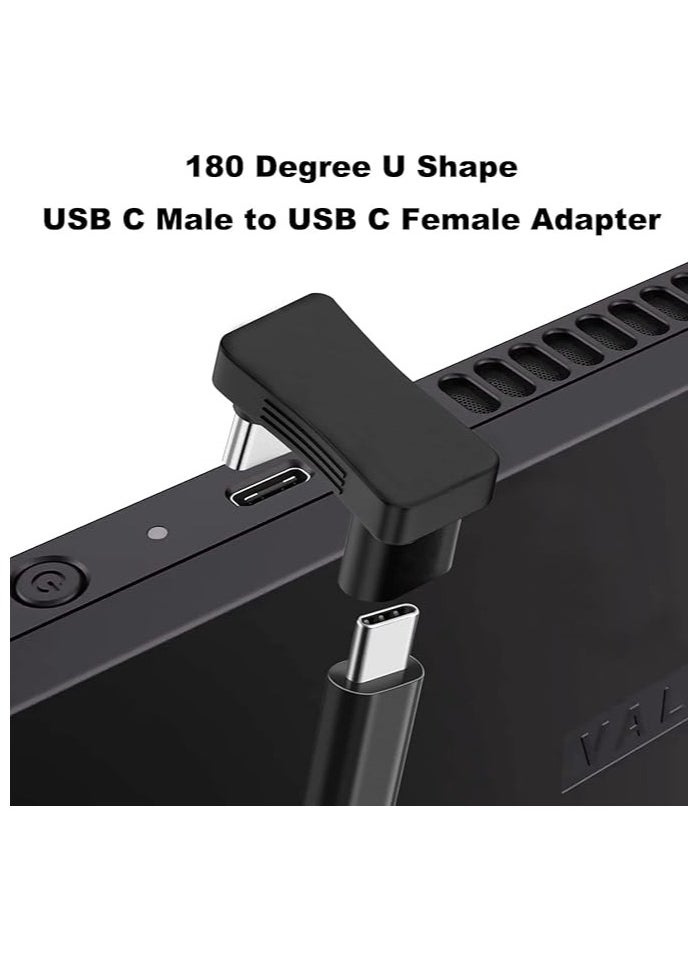 erorex 2 Pcs 180 Degree Angle USB C Adapter, 180° U Shape USB-C Male to USB-C Female 10Gbps PD 100W Adapter Compatible with Steam Deck, Switch, Laptop, Tablet, Phone  - Image 4