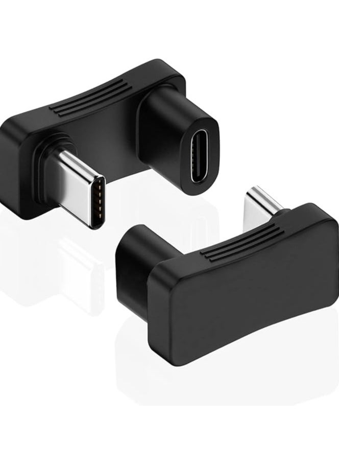 erorex 2 Pcs 180 Degree Angle USB C Adapter, 180° U Shape USB-C Male to USB-C Female 10Gbps PD 100W Adapter Compatible with Steam Deck, Switch, Laptop, Tablet, Phone  - Image 1