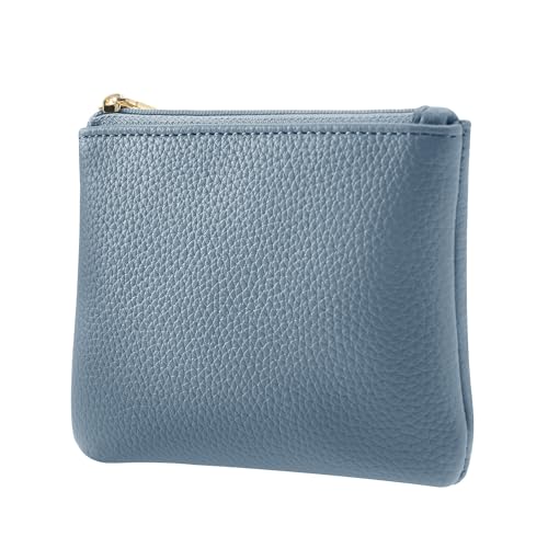 Chelmon PU Leather Coin Purse Pouch Change Holder Small With Zipper for Men Women 2 PCS Set (Black&Blue) - Image 2