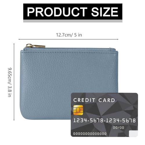 Chelmon PU Leather Coin Purse Pouch Change Holder Small With Zipper for Men Women 2 PCS Set (Black&Blue) - Image 5