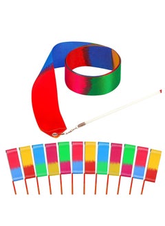 Rainbow Dance Ribbons Party Favors for Girls Rhythmic Gymnastics Ballerina Birthday Party Streamers Decoration Kids Circus Carnival Ribbon Silks Sticks Wands 12PCS