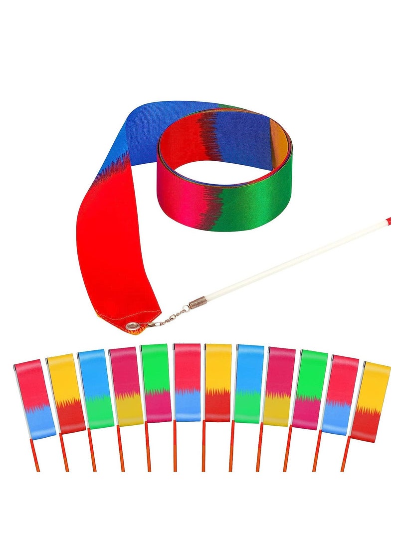 SYOSI - Rainbow Dance Ribbons Party Favors for Girls Rhythmic Gymnastics Ballerina Birthday Party Streamers Decoration Kids Circus Carnival Ribbon Silks Sticks Wands 12PCS - Image 1