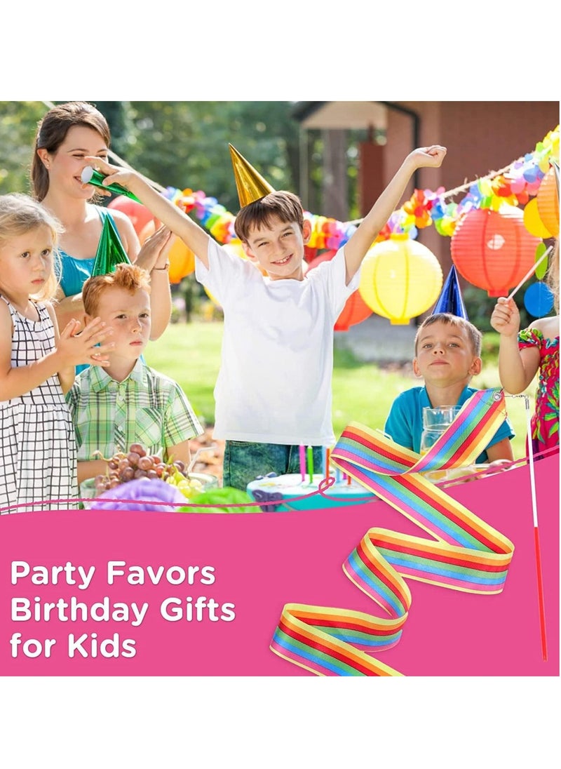 SYOSI - Rainbow Dance Ribbons Party Favors for Girls Rhythmic Gymnastics Ballerina Birthday Party Streamers Decoration Kids Circus Carnival Ribbon Silks Sticks Wands 12PCS - Image 1