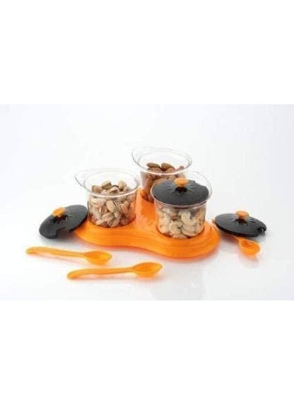 PRETOX PRETOX Premium Multipurpose Pickle Jar Set for Dining Plastic Spice Storage Rack 3 Piece 3 jar Condiment Set mouthfreshner Set Multi Colour 