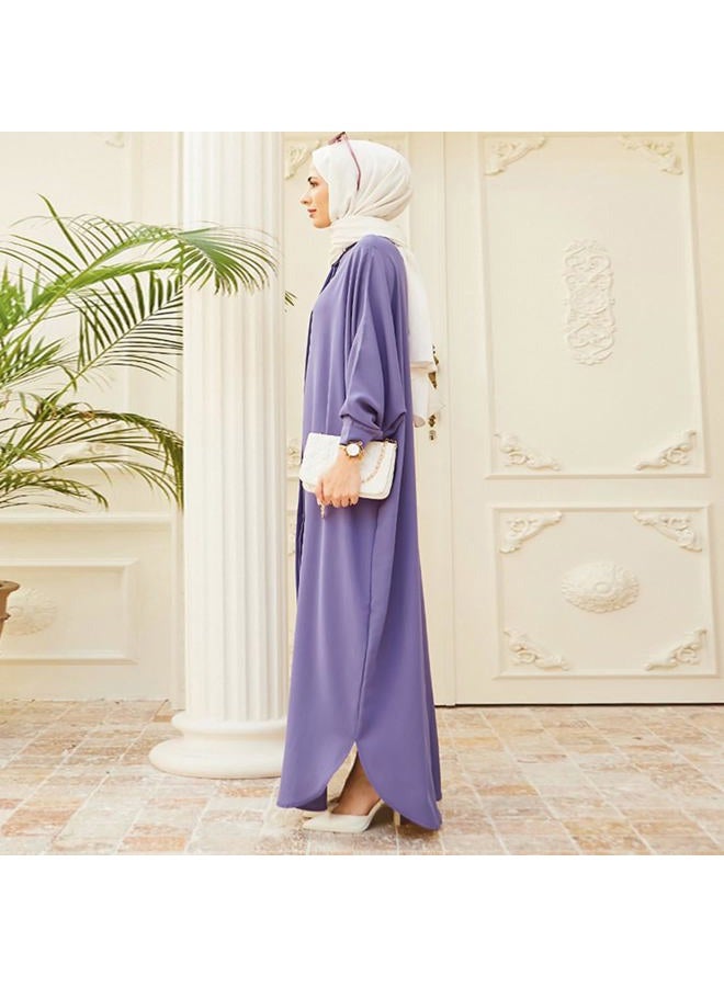 ODIZLI Mlim Dress for Women Abaya Kaftans Modern Dubai Moroccan Caftan Arabic Party Wear Beach Kaftan Dress Prayer Clothes for Mlim Women Mlim Clothes Corban Festival Light Purple Solid, One Size - Image 5