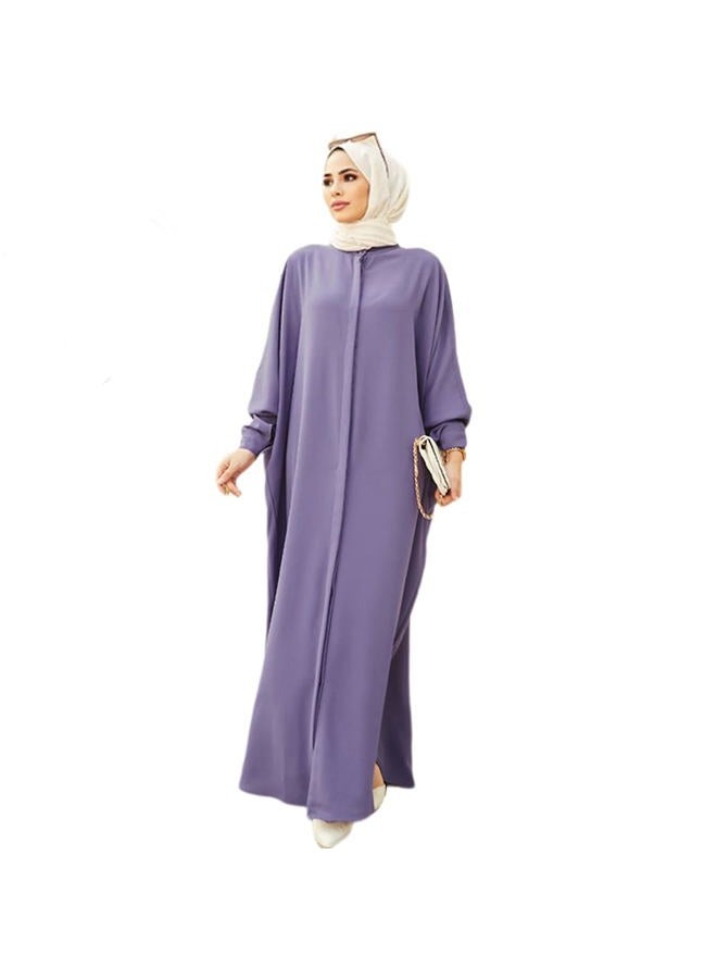 ODIZLI Mlim Dress for Women Abaya Kaftans Modern Dubai Moroccan Caftan Arabic Party Wear Beach Kaftan Dress Prayer Clothes for Mlim Women Mlim Clothes Corban Festival Light Purple Solid, One Size - Image 1