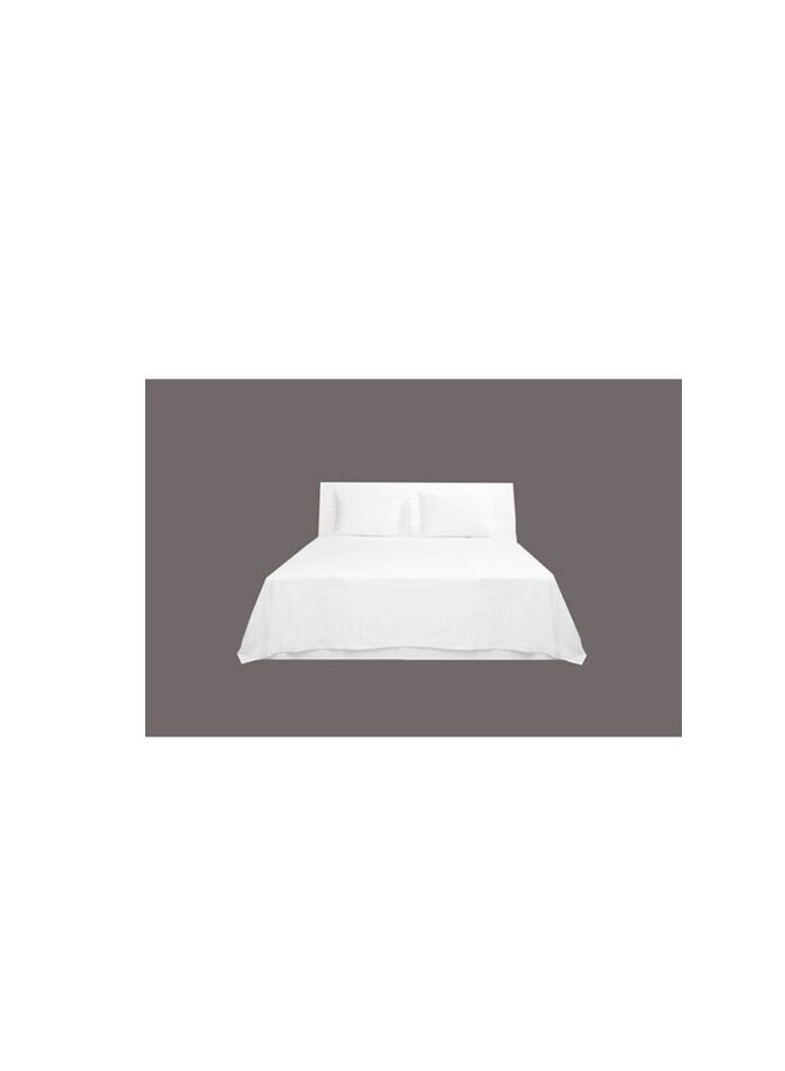 هوتيل لينين طقم ملاءات سرير من الكتان الفندقي مكون من 3 قطع مقاس كينغ 100% قطن 250Tc من الساتين مزيج القطن، أبيض 260X280 سم - Image 1