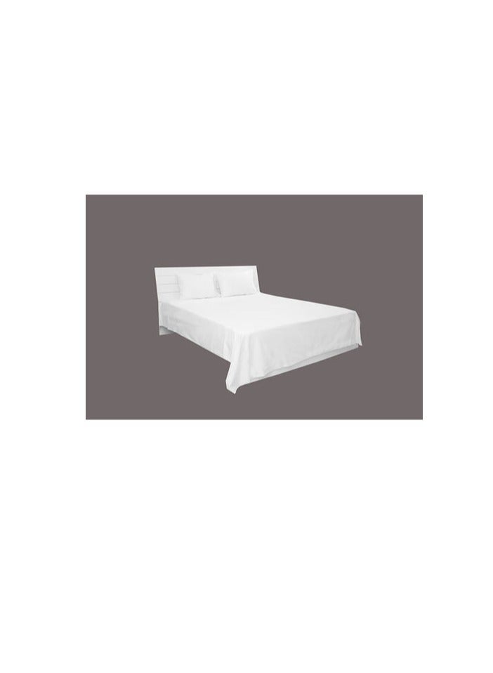 هوتيل لينين طقم ملاءات سرير من الكتان الفندقي مكون من 3 قطع مقاس كينغ 100% قطن 250Tc من الساتين مزيج القطن، أبيض 260X280 سم - Image 2