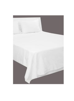 Hotel Linen Hotel Linen 3-Piece King Size 100% Cotton 250Tc Sateen Bed Sheet Set Cotton Blend, White 260X280cm  - Image 3