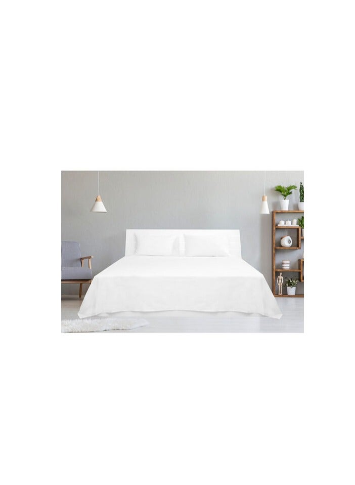 هوتيل لينين طقم ملاءات سرير من الكتان الفندقي مكون من 3 قطع مقاس كينغ 100% قطن 250Tc من الساتين مزيج القطن، أبيض 260X280 سم - Image 4