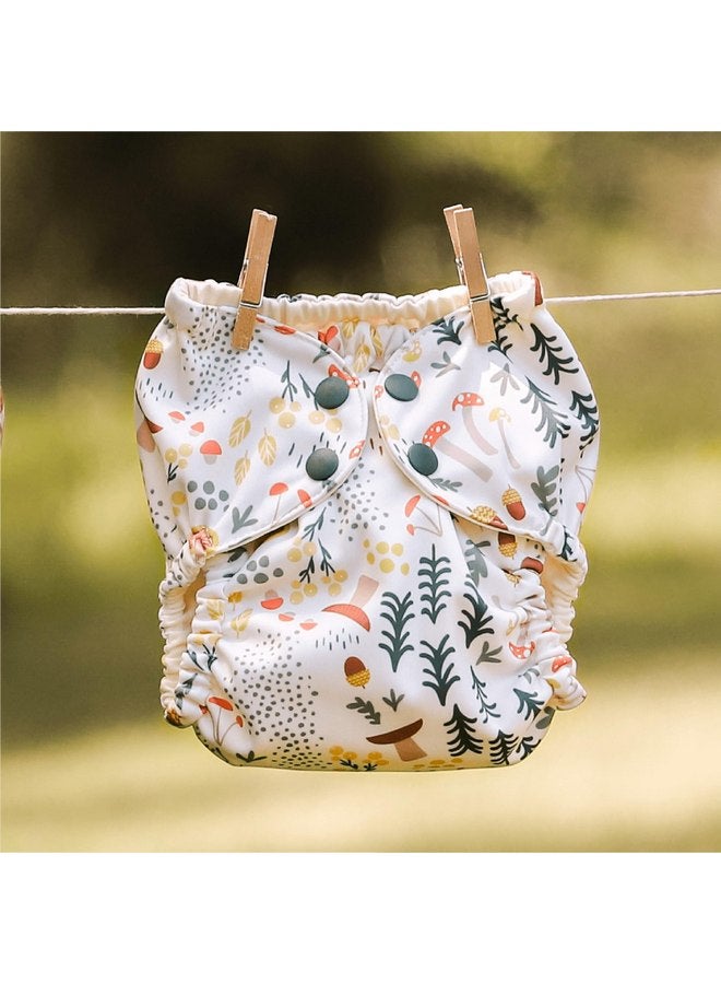 Esembly Cloth Diaper Outer, Waterproof Cloth Diaper Cover, Swim Diaper, Leak-Proof and Breathable Layer Over Prefolds, Flats or Fitteds, Reusable Diaper with Snap Closure, Size 2, Fantastic Fungi - Image 3