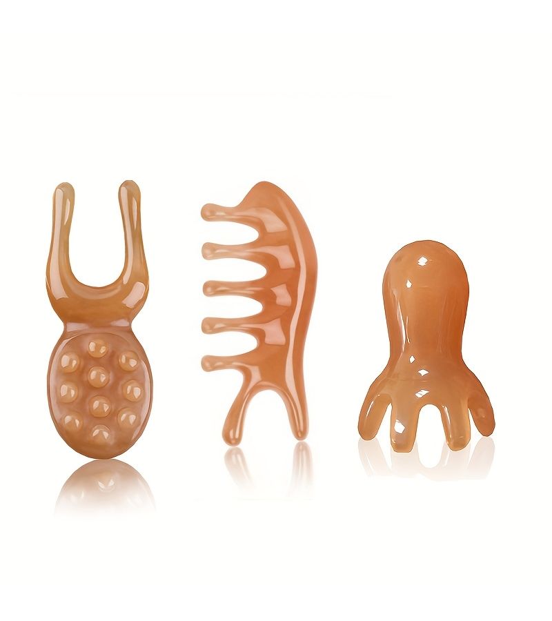 3pcs Gua Sha Board Frog Shark Meridian Massage Scraping Tools Dolphin Head Octopus Comb - Image 2