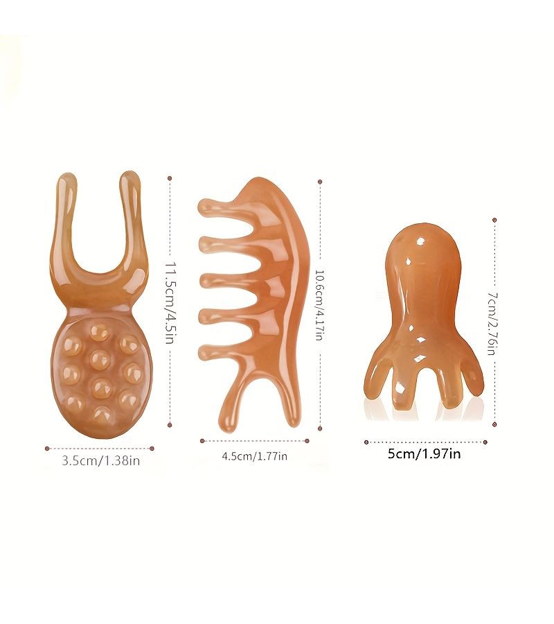 3pcs Gua Sha Board Frog Shark Meridian Massage Scraping Tools Dolphin Head Octopus Comb - Image 4