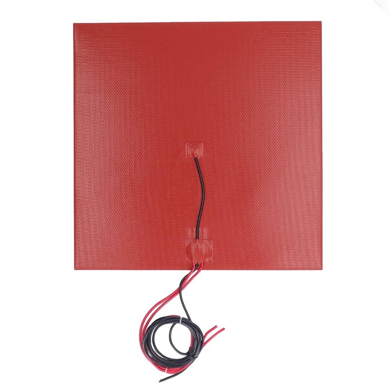 klarako 3D Printer Silicone Heating Pad, DC12V/24V 450w 350x350mm Hotbed Mat Heated Bed Pad with 100k Thermistor Strong Adhesive Backing Silicone Heating Heater Mat Pad for 3D Printers(DC 24V) - Image 1