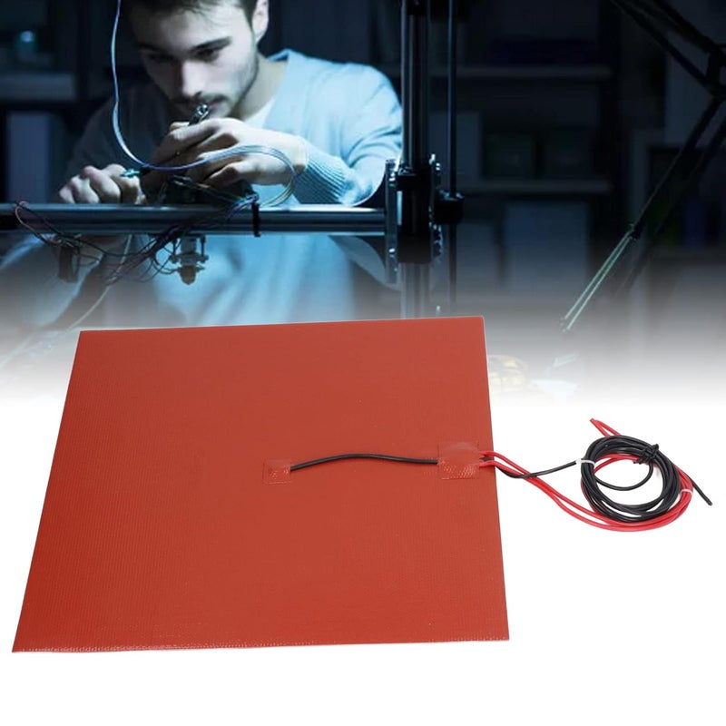 klarako 3D Printer Silicone Heating Pad, DC12V/24V 450w 350x350mm Hotbed Mat Heated Bed Pad with 100k Thermistor Strong Adhesive Backing Silicone Heating Heater Mat Pad for 3D Printers(DC 24V) - Image 5