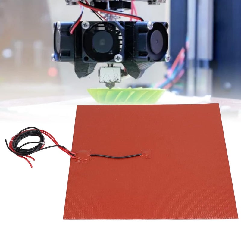 klarako 3D Printer Silicone Heating Pad, DC12V/24V 450w 350x350mm Hotbed Mat Heated Bed Pad with 100k Thermistor Strong Adhesive Backing Silicone Heating Heater Mat Pad for 3D Printers(DC 24V) - Image 4
