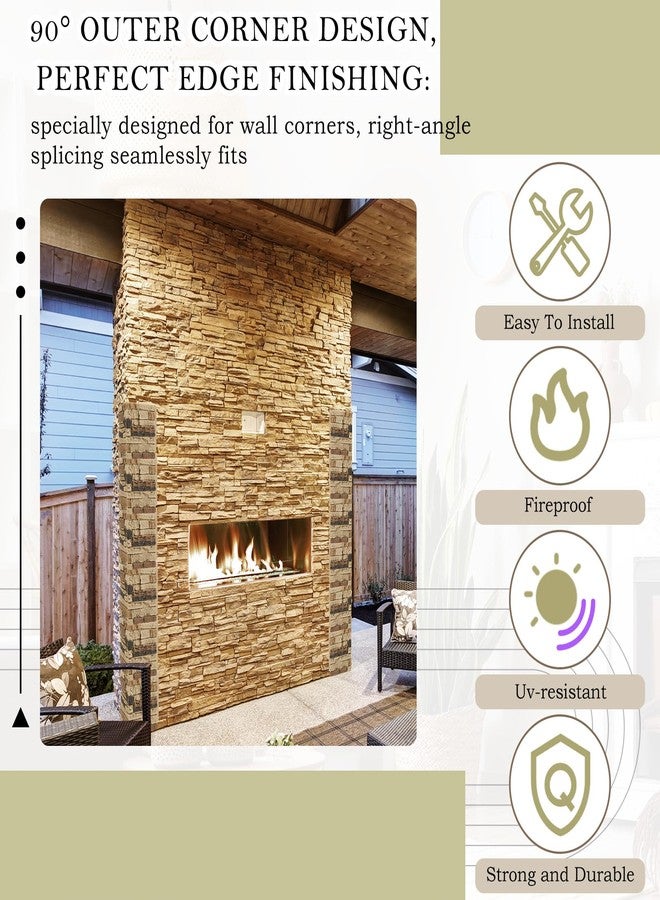 Maasechs 3 Pcs 12.6''x 9.5'' Faux Stone Panels 90 Degree Outside Corner Wall Covering Panel for Interior Exterior Decor Stone Siding Artificial 3D Veneer for Outdoor Home Improvement Projects - Image 3