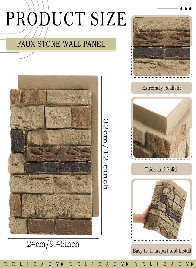 Maasechs 3 Pcs 12.6''x 9.5'' Faux Stone Panels 90 Degree Outside Corner Wall Covering Panel for Interior Exterior Decor Stone Siding Artificial 3D Veneer for Outdoor Home Improvement Projects - Image 2