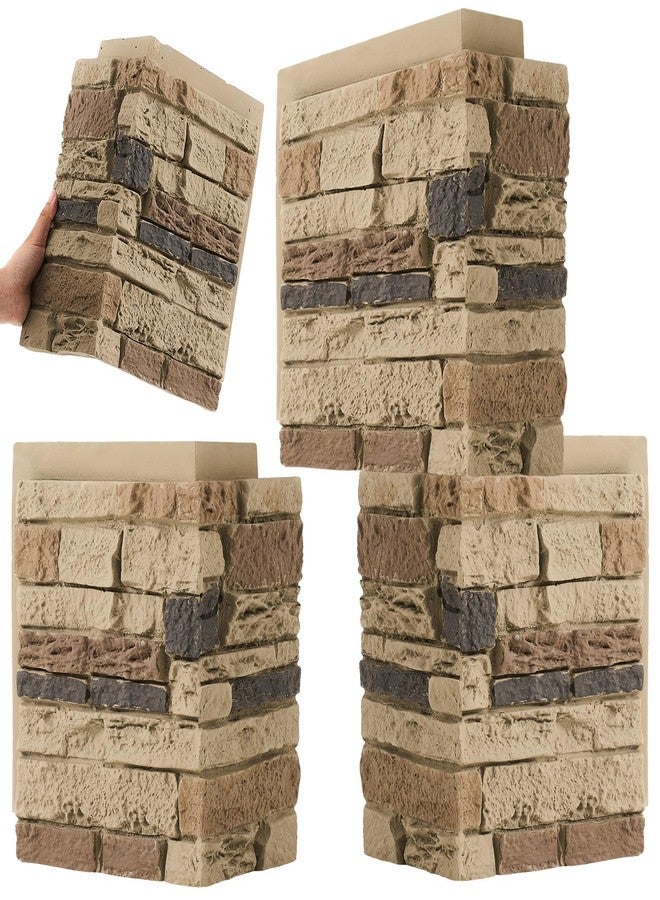 Maasechs 3 Pcs 12.6''x 9.5'' Faux Stone Panels 90 Degree Outside Corner Wall Covering Panel for Interior Exterior Decor Stone Siding Artificial 3D Veneer for Outdoor Home Improvement Projects - Image 1