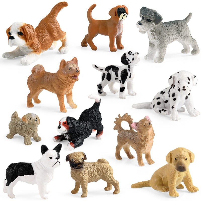 SCAHOW 12PCS Mini Dog Figurines Plastic Animals Mini Dog Figures Realistic Hand Painted Tiny Dog Toys Playset for Kids Toddlers Miniature Puppy Toys Cake Topper Christmas Birthday Gift - Image 3