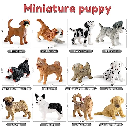 SCAHOW 12PCS Mini Dog Figurines Plastic Animals Mini Dog Figures Realistic Hand Painted Tiny Dog Toys Playset for Kids Toddlers Miniature Puppy Toys Cake Topper Christmas Birthday Gift - Image 5