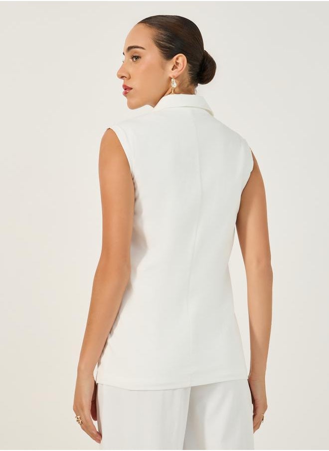 Styli BOXY FIT REGULAR LENGTH SLEEVELESS BLAZER 72 CM  - Image 4