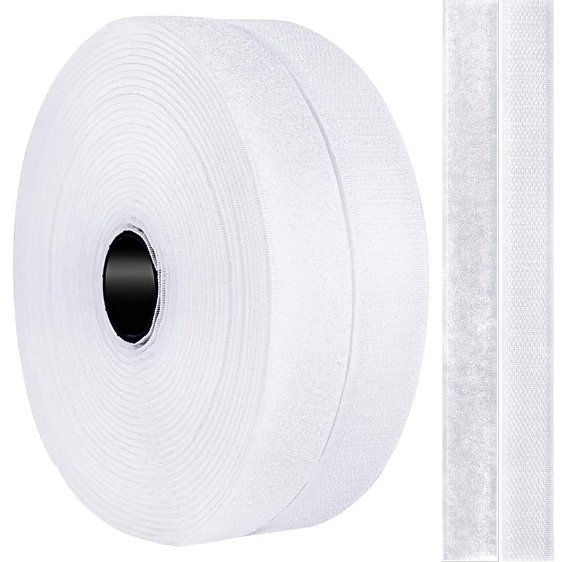 way2good way2good Hook Loop NonAdhesive Tape Roll for Home School Office Art Craft DIY Projects Work and More Fabric Fastener Tape for Sewing Crafts DIY Clothes Shoes 1 Inch x 8 Meters White 