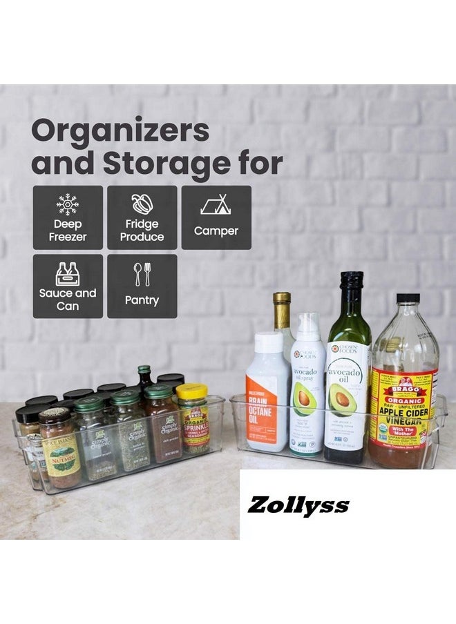 Zollyss Zollyss Stackable Acrylic Fridge Organiser Sturdy Pantry And Refrigerator Storage Bins With Handles Fridge Containers|Pack Of 02|Extra Large,Rectangular,Clear,38x10x21 Cm  - Image 4