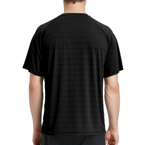 Riverruns Fishing Shirt for Men Short Sleeve UPF 50+ Sun Protection Swim T-Shirt Rash Guard Water Beach Tee(Black, L) - Image 2