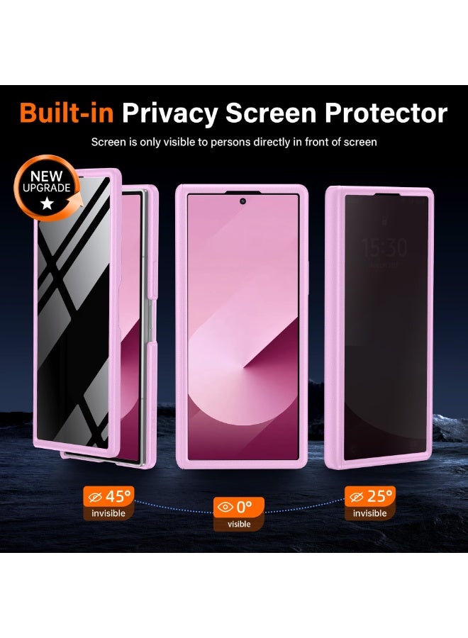 موبوسي غطاء سامسونج جالاكسي Z فولد 7 مع واقي شاشة للخصوصية، [متوافق مع MagSafe]، [حامل مدمج + حماية كاملة للمفصلة] غطاء هاتف نحيف مغناطيسي لـ Z Fold 7، وردي - Image 3