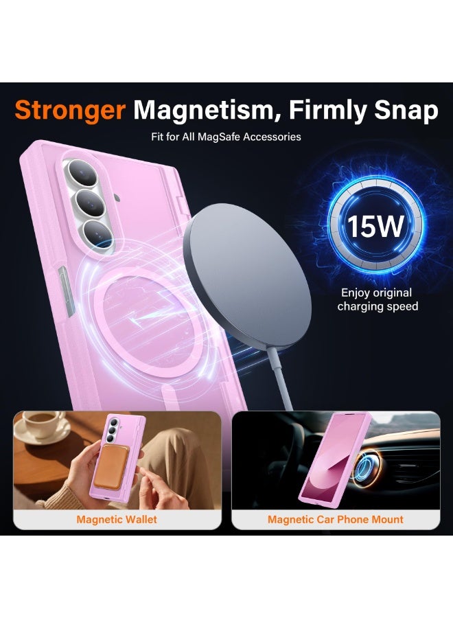 موبوسي غطاء سامسونج جالاكسي Z فولد 7 مع واقي شاشة للخصوصية، [متوافق مع MagSafe]، [حامل مدمج + حماية كاملة للمفصلة] غطاء هاتف نحيف مغناطيسي لـ Z Fold 7، وردي - Image 4