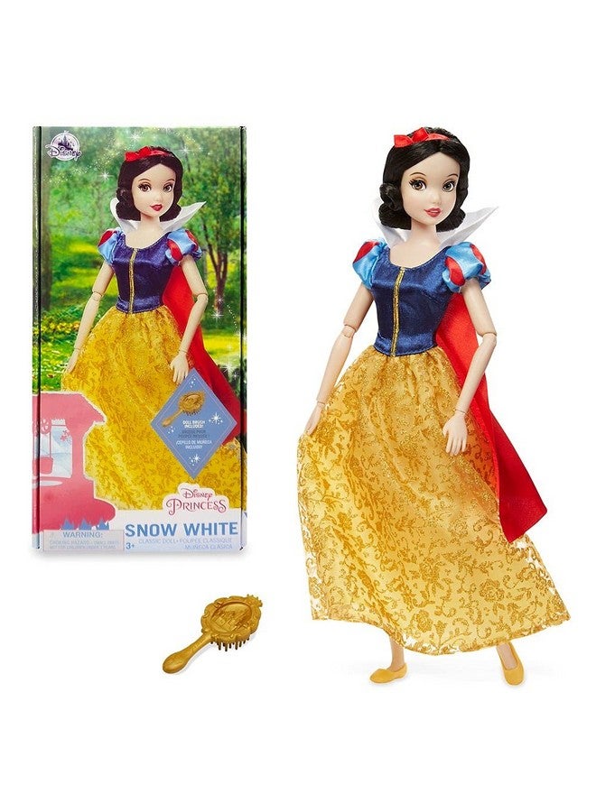 Disney store دميه الأميرات الكلاسيكية من ديزني ستور (سنو وايت)، 11 بوصة، تشمل فرشاة بتفاصيل مصبوبة، لعبة قابلة للتشكيل بالكامل بزي كلاسيكي - ألعاب الأميرات من ديزني للفتيات - Image 1