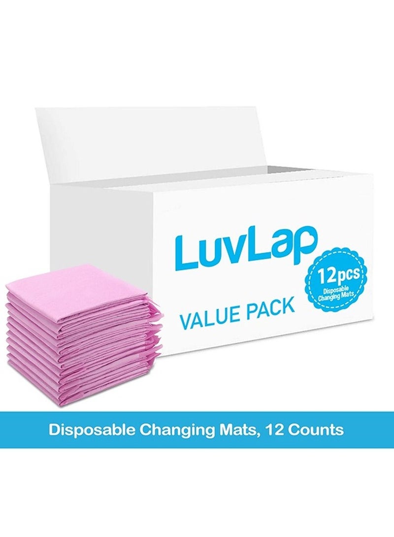 Luvlap Disposable Changing Mats, 12 Counts, Soft Waterproof Mat, Portable Leak Proof Changing Mat, New Mom Leak-Proof Under pad, Mattress Table Protector Pad - Image 2