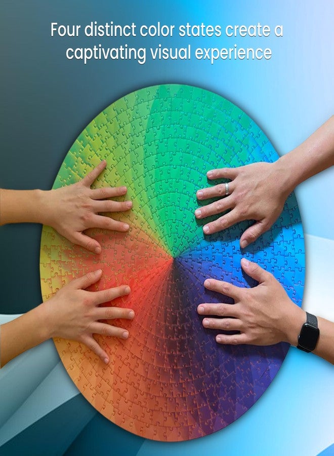 CMY Cubes 500 Pieces Round Jigsaw Puzzles - CMY Cubes - Rainbow Palette - Color Wheel Changing Puzzle - Difficult & Challenging Intellectual Game for Adults & Teens - Lenticular Color Altering Puzzle Magic! - Image 4