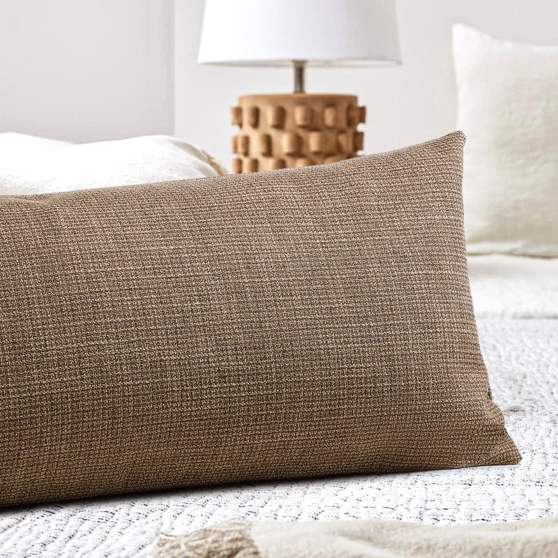 OTOSTAR Linen Throw Pillow Cover Set of 1 Decorative Long Lumbar Pillowcase Rectangle Cushion Cover 14x36 Inch for Home Decor Sofa Bedroom Car 35 x 90CM Brown - Image 5