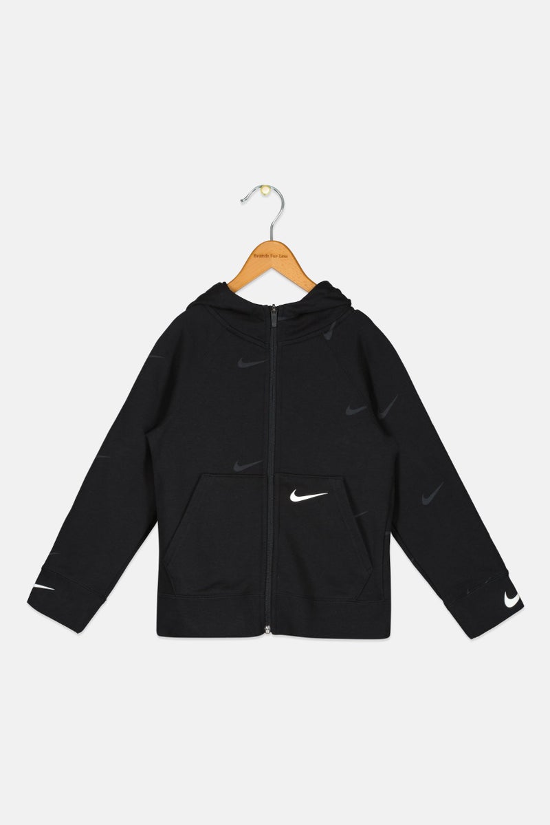 Nike هودي خارجي بأكمام طويلة للأطفال الأولاد بشعار العلامة التجارية، أسود - Image 2