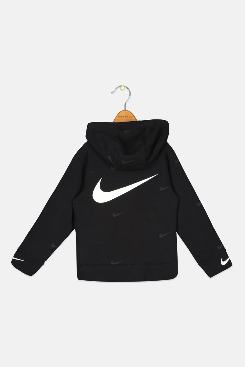 Nike هودي خارجي بأكمام طويلة للأطفال الأولاد بشعار العلامة التجارية، أسود - Image 3