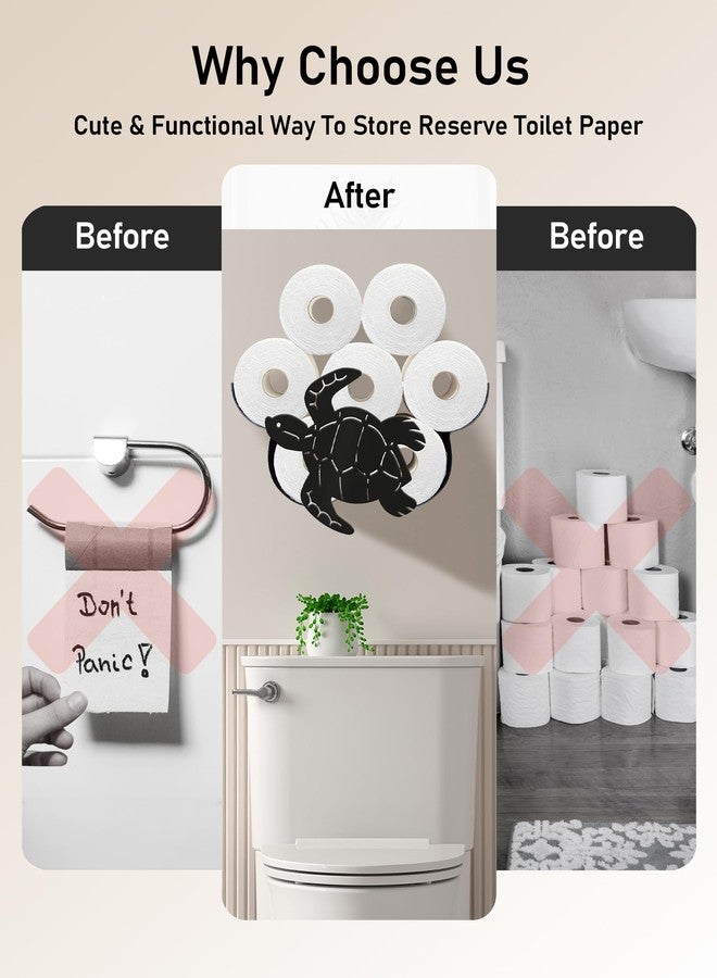 Wigag Sea Turtle Toilet Paper Holder for Extra 8 Rolls, Funny Decorative Toilet Paper Storage Wall Mounted, Farmhouse Bathroom Animal Decor Accessories Storage Cabinet - Image 4